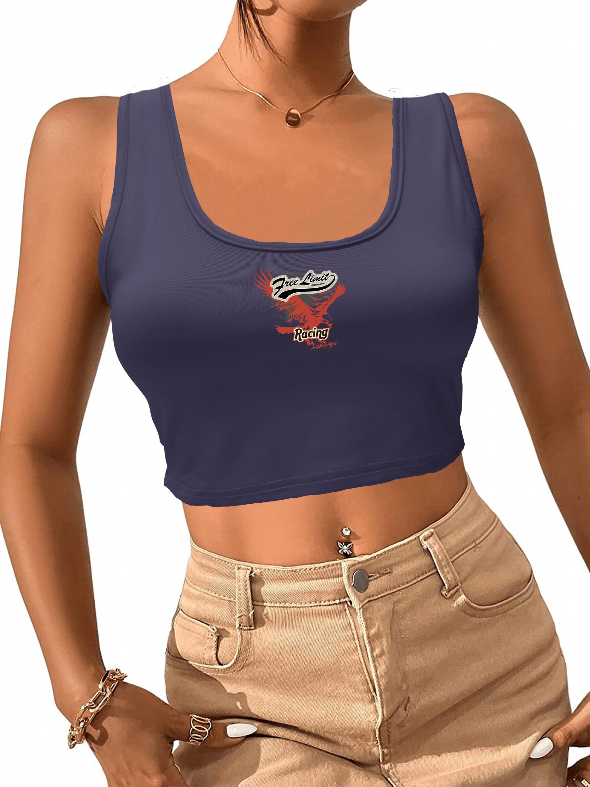 Graphic Cropped Tank Top Women's Sleeveless Top