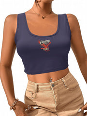 Graphic Cropped Tank Top Women's Sleeveless Top