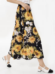 Floral Print High Waist Midi Skirt for Women