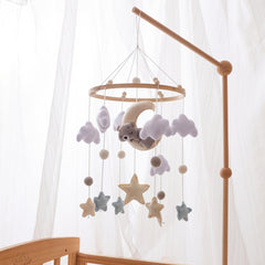 Baby Mobile Crib Toy, Gray Bear Sheep Star Shapes, Soft Pastel Colors