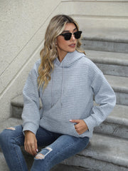 Textured Kangaroo Pocket Hoodie Long Sleeve Hoodies Sweatshirt