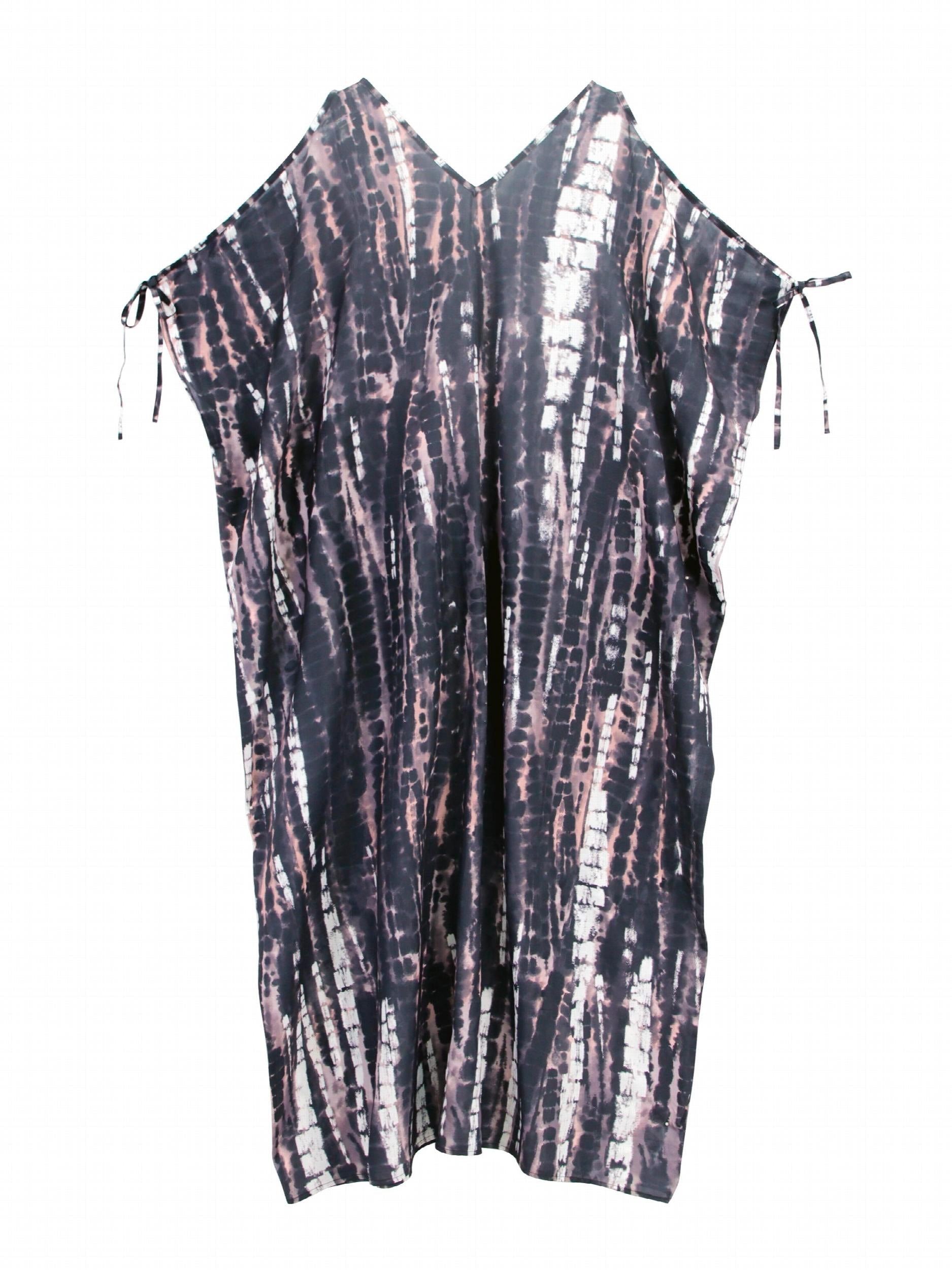 Tie Dye Cover Up Dress Loose Fit V Neck Beachwear Caftan Women's Swimwear