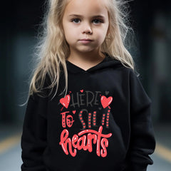 2pcs Heart Steal Graphic Hoodies Pants Set Spring Sports Gift Girls