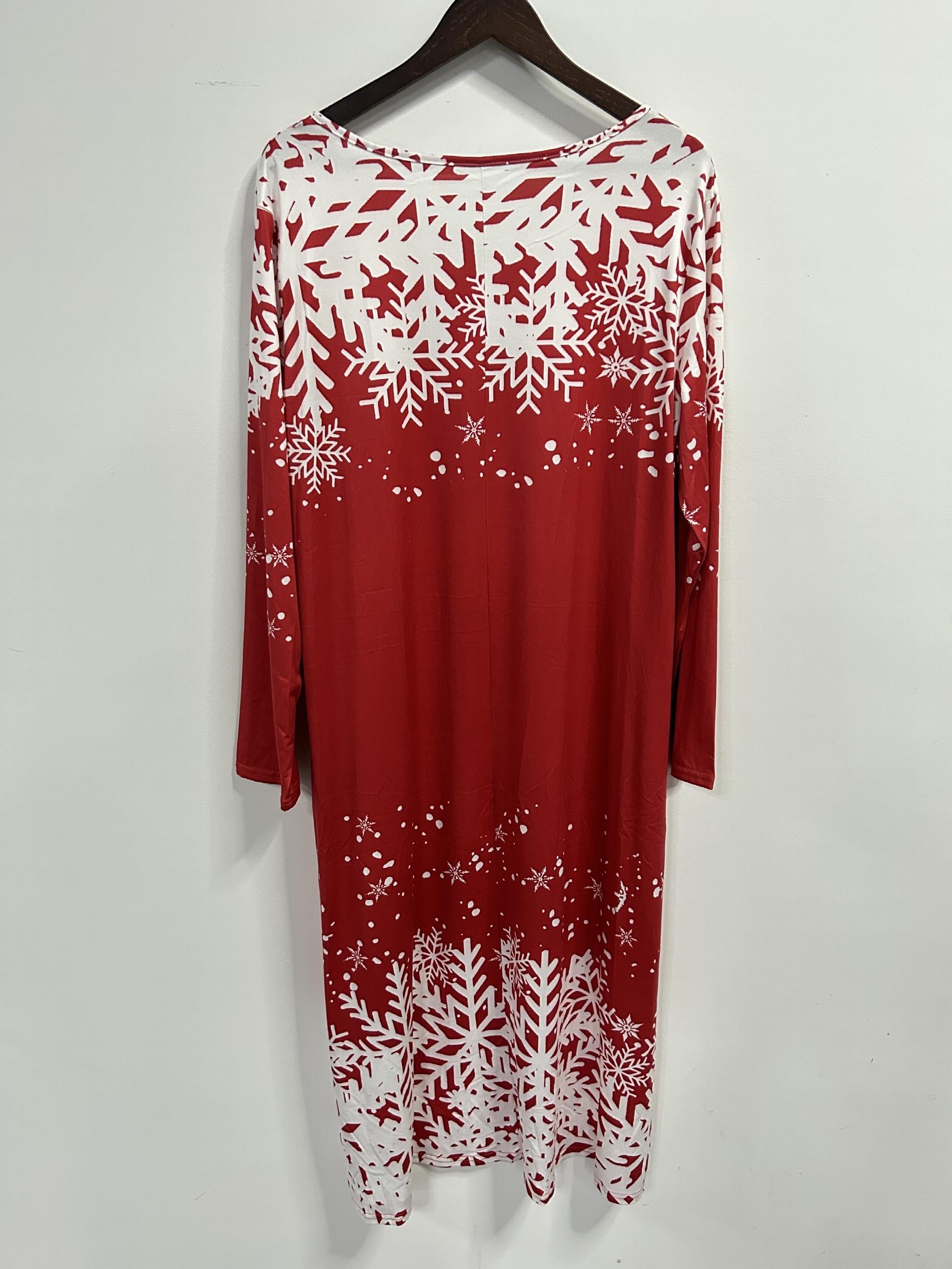 Christmas Tree Print Three Quarter Sleeve Dress