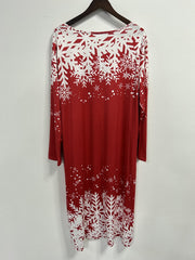 Christmas Tree Print Three Quarter Sleeve Dress