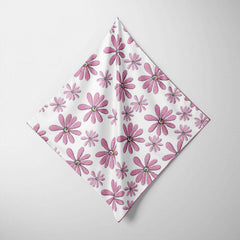 Pink Flower Print Bandana Boho Square Scarf Headband For Women