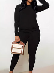 Solid Long Sleeve Top & Leggings Set