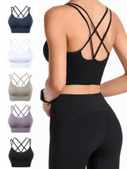5pcs Cross Back Sports Bras Criss Cross Beauty Back Sports Bra for Women