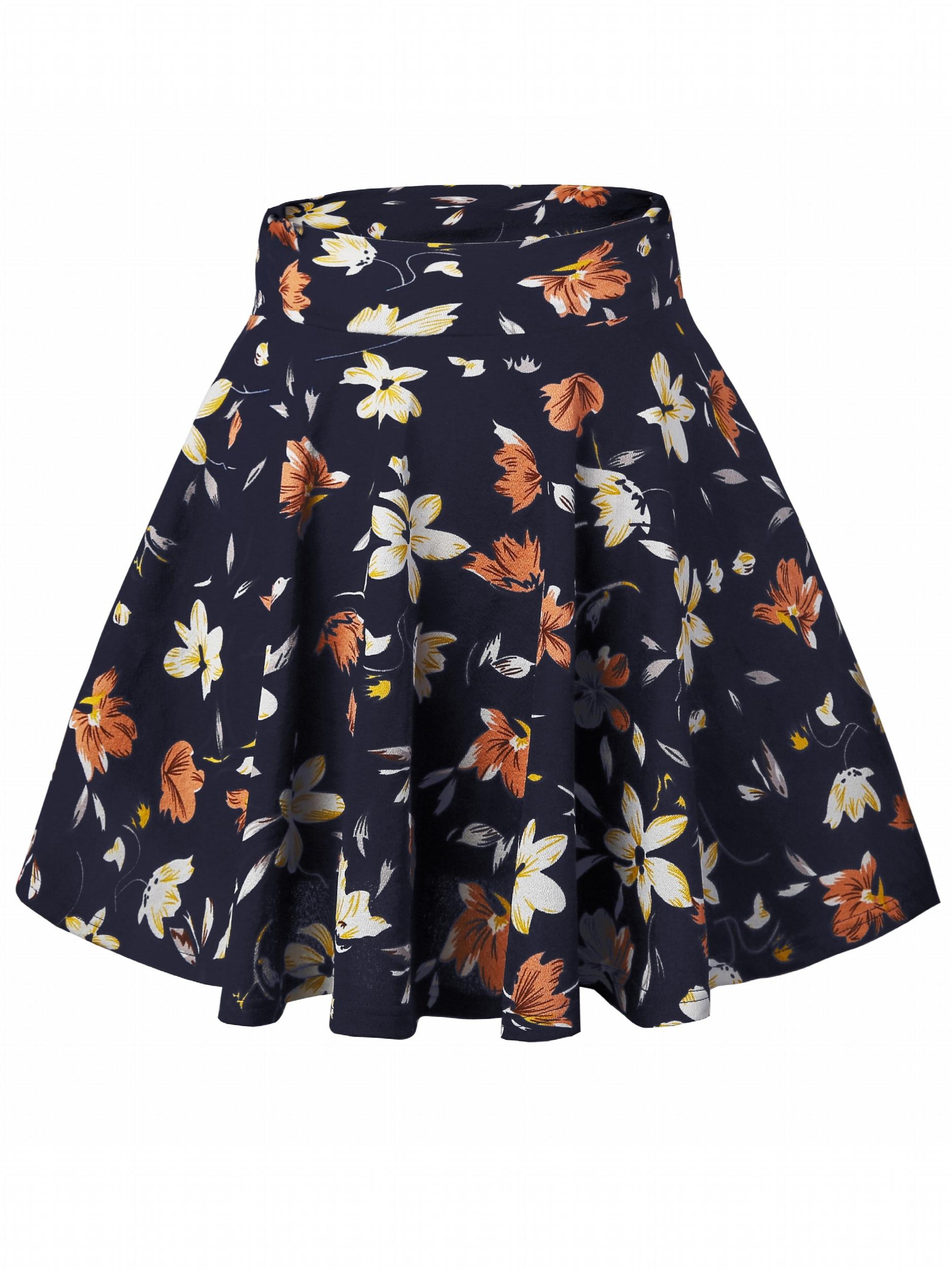 Floral Print Pleated Mini Skirt for Women