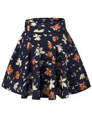 Floral Print Pleated Mini Skirt for Women