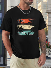 California Block Pattern Print Men's Sports T-shirt