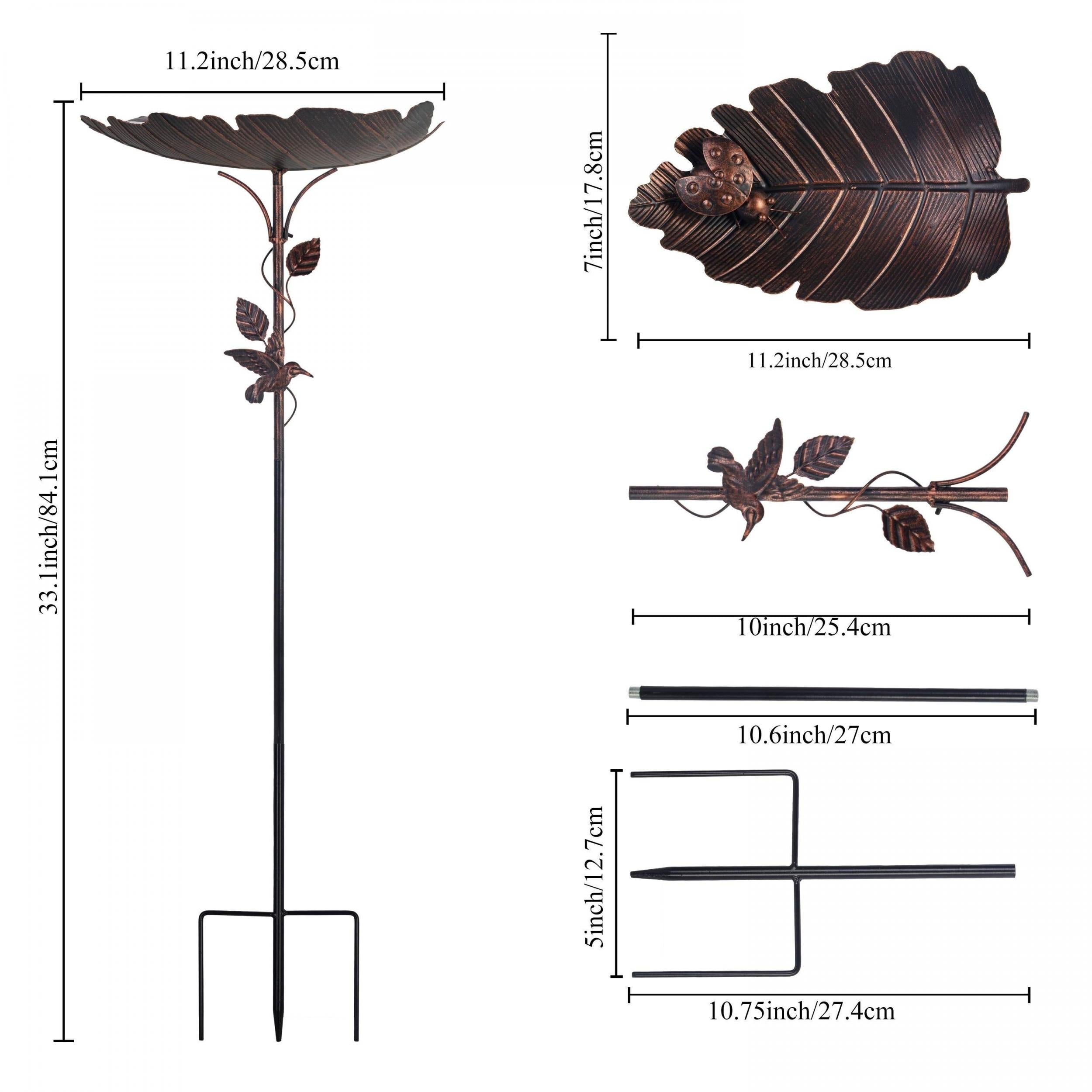 Outdoor Metal Bird Bathtub Ladybug Carved Bird Feeder Rust Proof Bird Bath Stake