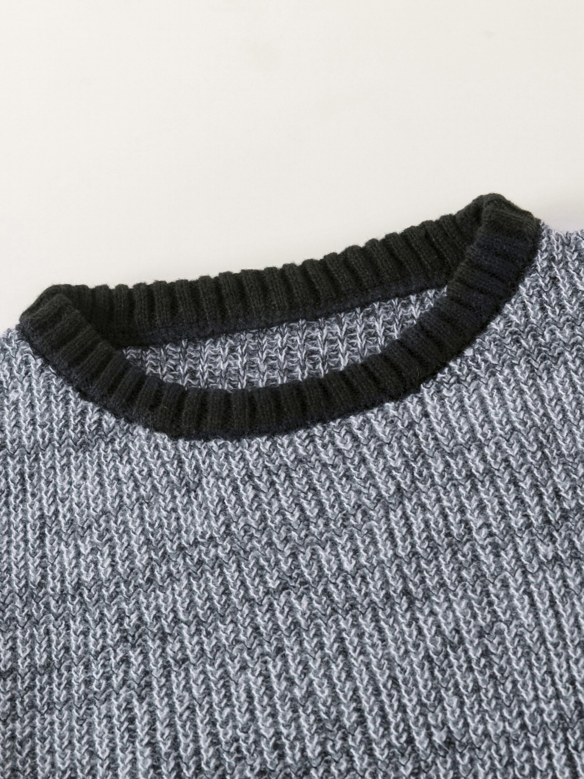Men's Knitted Cable Sweater Casual High Stretch Crew Neck Pullover