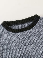Men's Knitted Cable Sweater Casual High Stretch Crew Neck Pullover