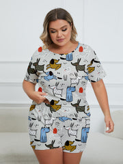 Cartoon Dog Print Lounge Set