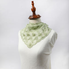 Flower Embroidered Triangle Scarf Thin Shawl for Women