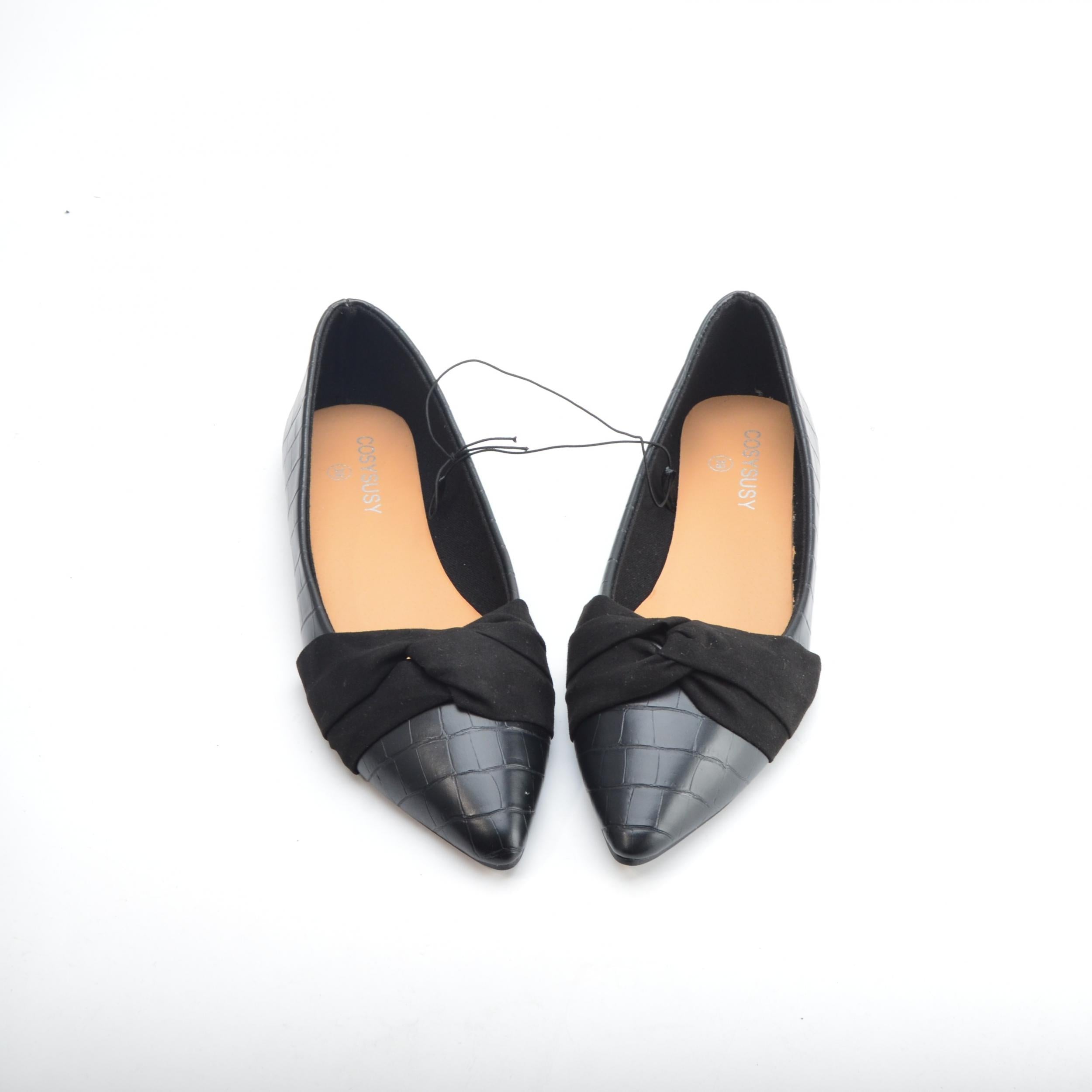 Women's Pointed Toe Bow Ballet Flats Slip On Shoes