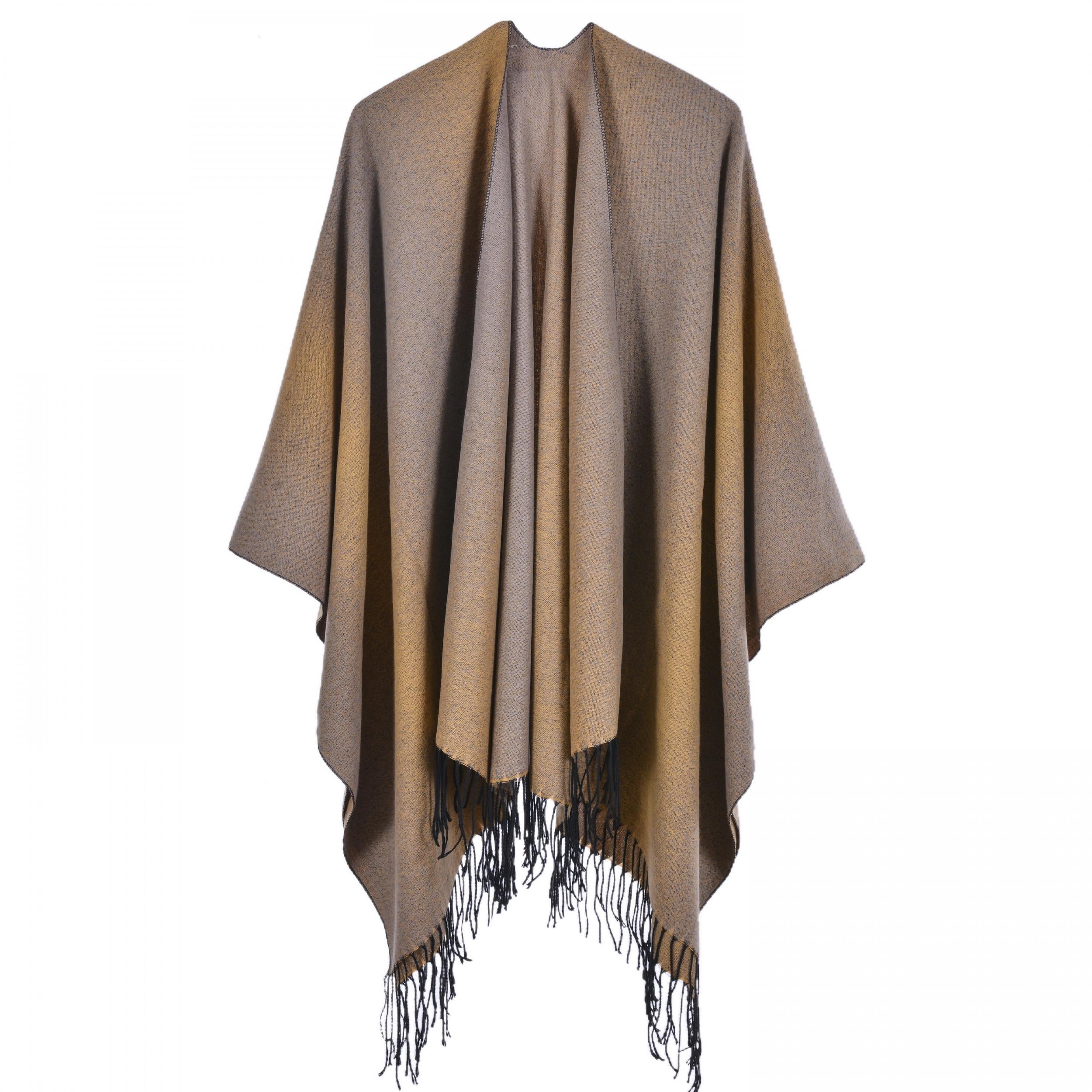 Gradient Cashmere Shawl Tassel Cape Scarf