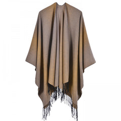 Gradient Cashmere Shawl Tassel Cape Scarf