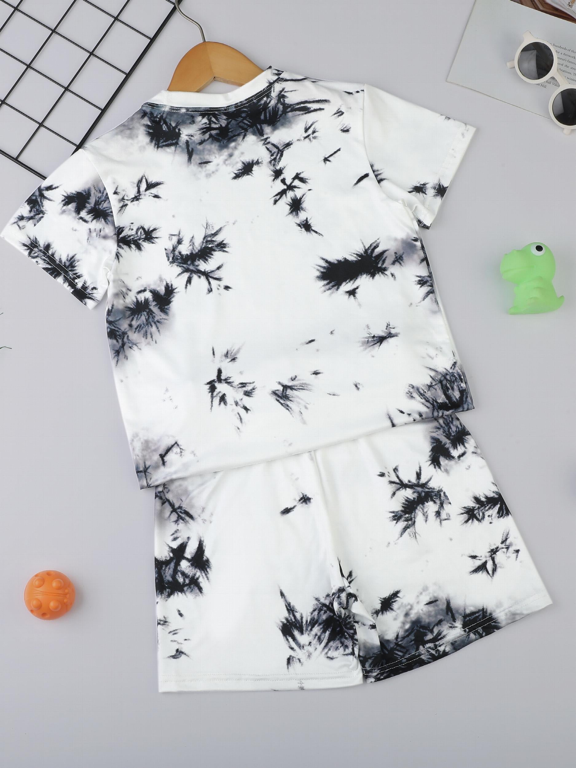 Boys 2pcs Marble Tie dye T shirt & Shorts Set