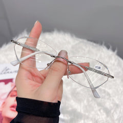 Glitter Rimless Light Blocking Reading Glasses Anti Eyestrain Clear Lens