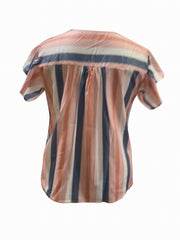 Colorblock Striped Butterfly Sleeve Blouse