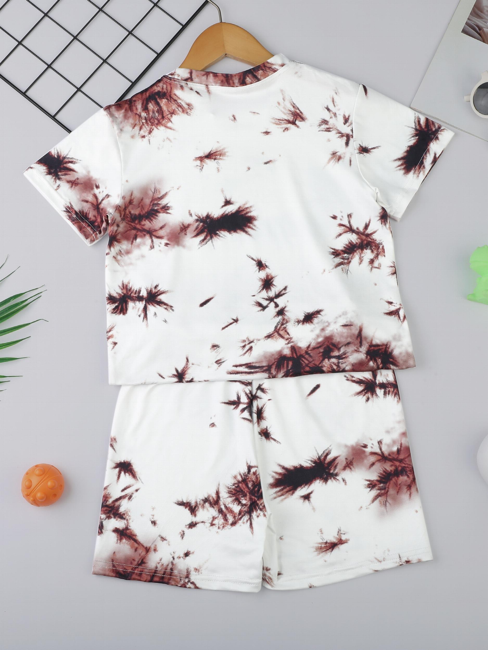 Boys 2pcs Marble Tie dye T shirt & Shorts Set