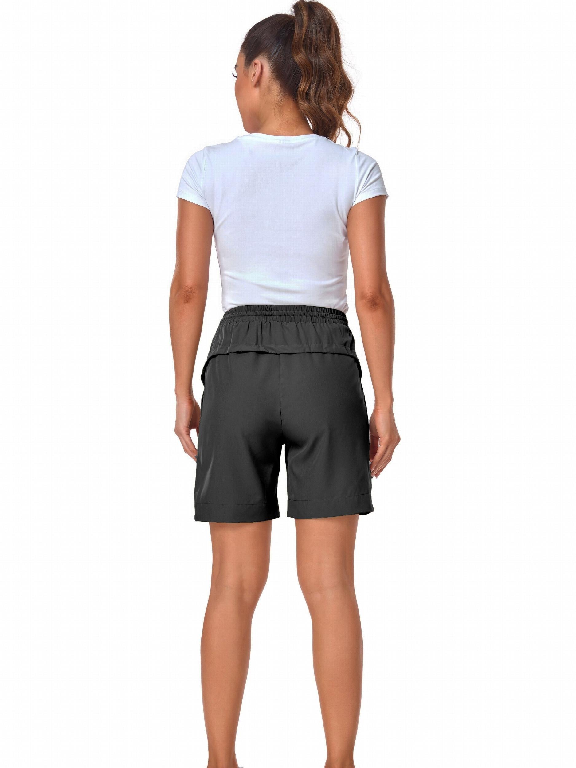 3pcs Solid Side Pocket Sporty Shorts Casual Loose Workout Short Women's Activewe