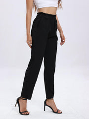 Paper Bag Waist Tapered Pants for Women