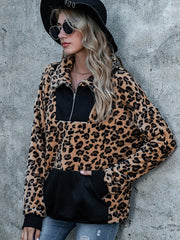Leopard Print Long Sleeve Pullover Women's Sweatshirt
