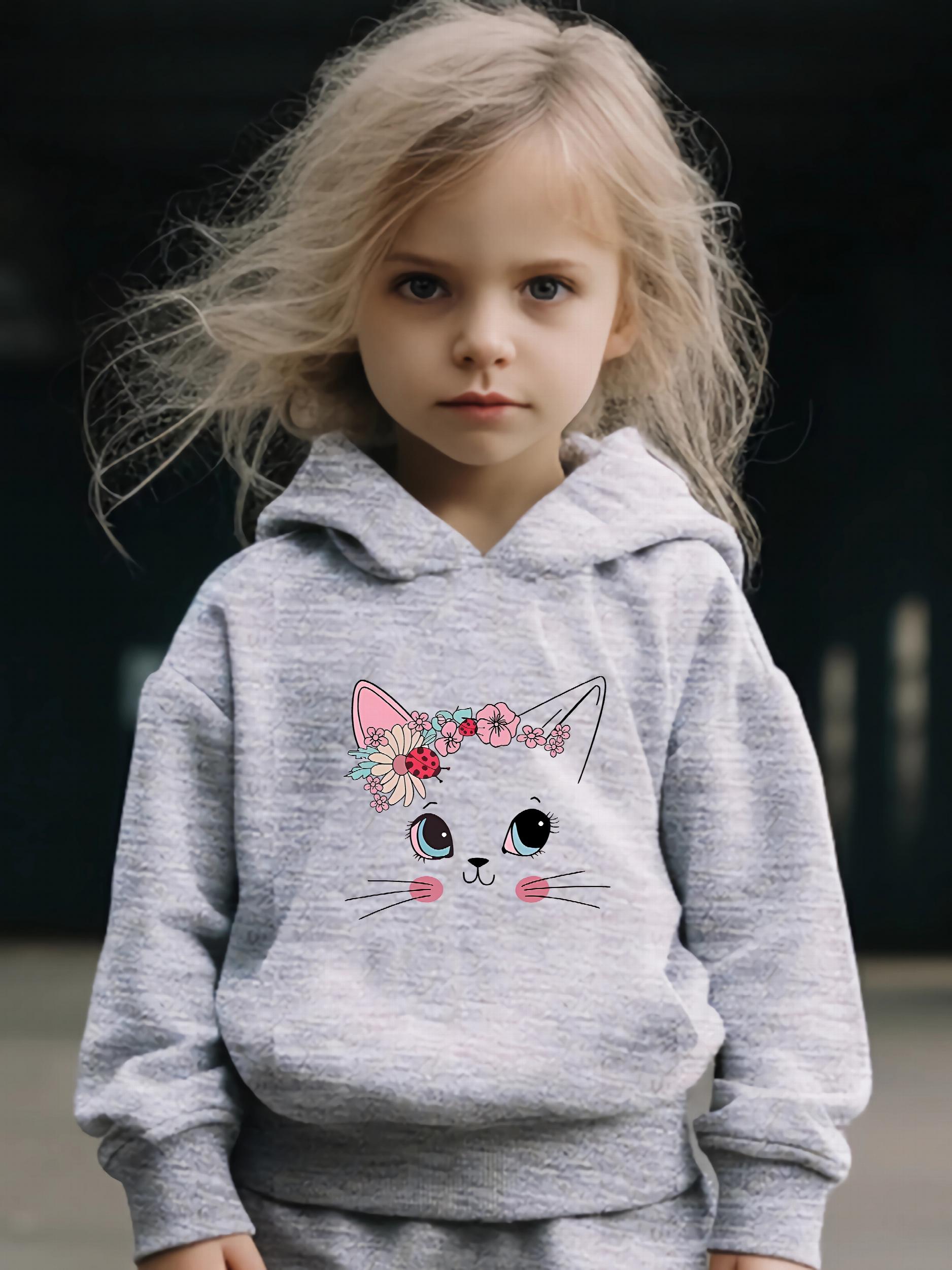 Sweet Cat Print 2pcs Girls Outfits For Sports Spring Fall Outdoor Gift