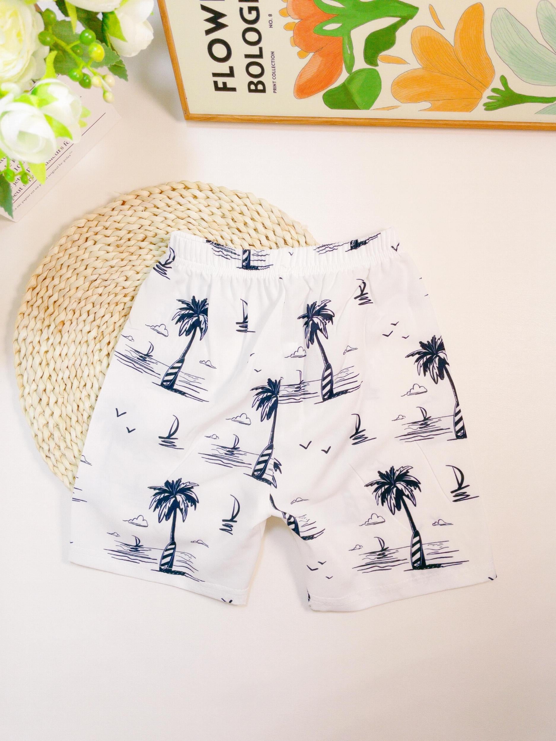Boys Casual Coconut Tree Shorts Swim Trunks For Summer Holiday