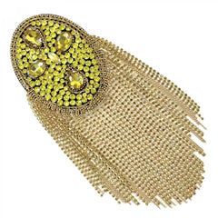 Golden Rhinestone Tassel Epaulettes Sparkling Glamour Shoulder Patches