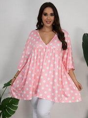 Polka Dot V Neck Stretch Sleep Dress