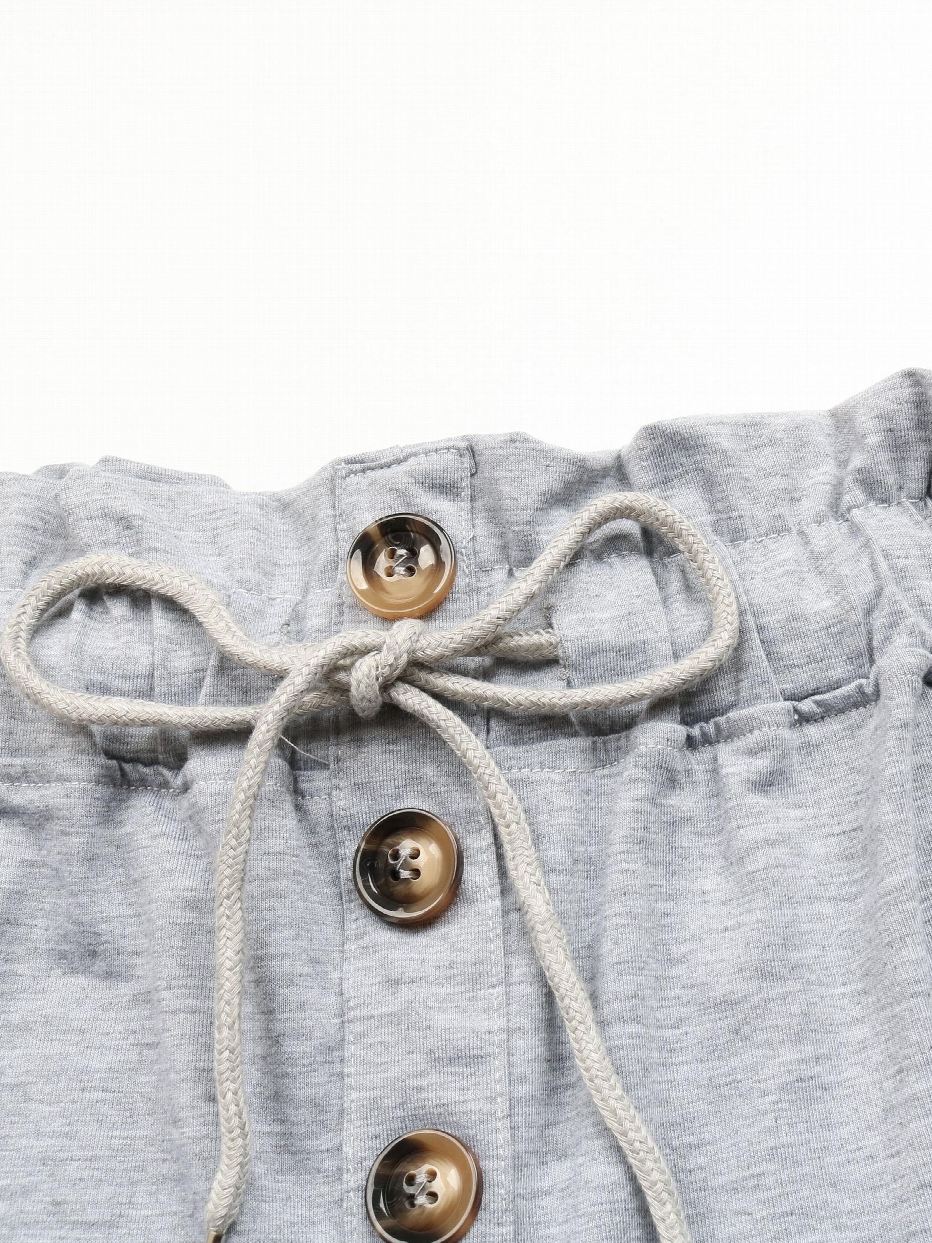 Solid Drawstring Shorts Casual Button Front Shorts For Spring & Summer