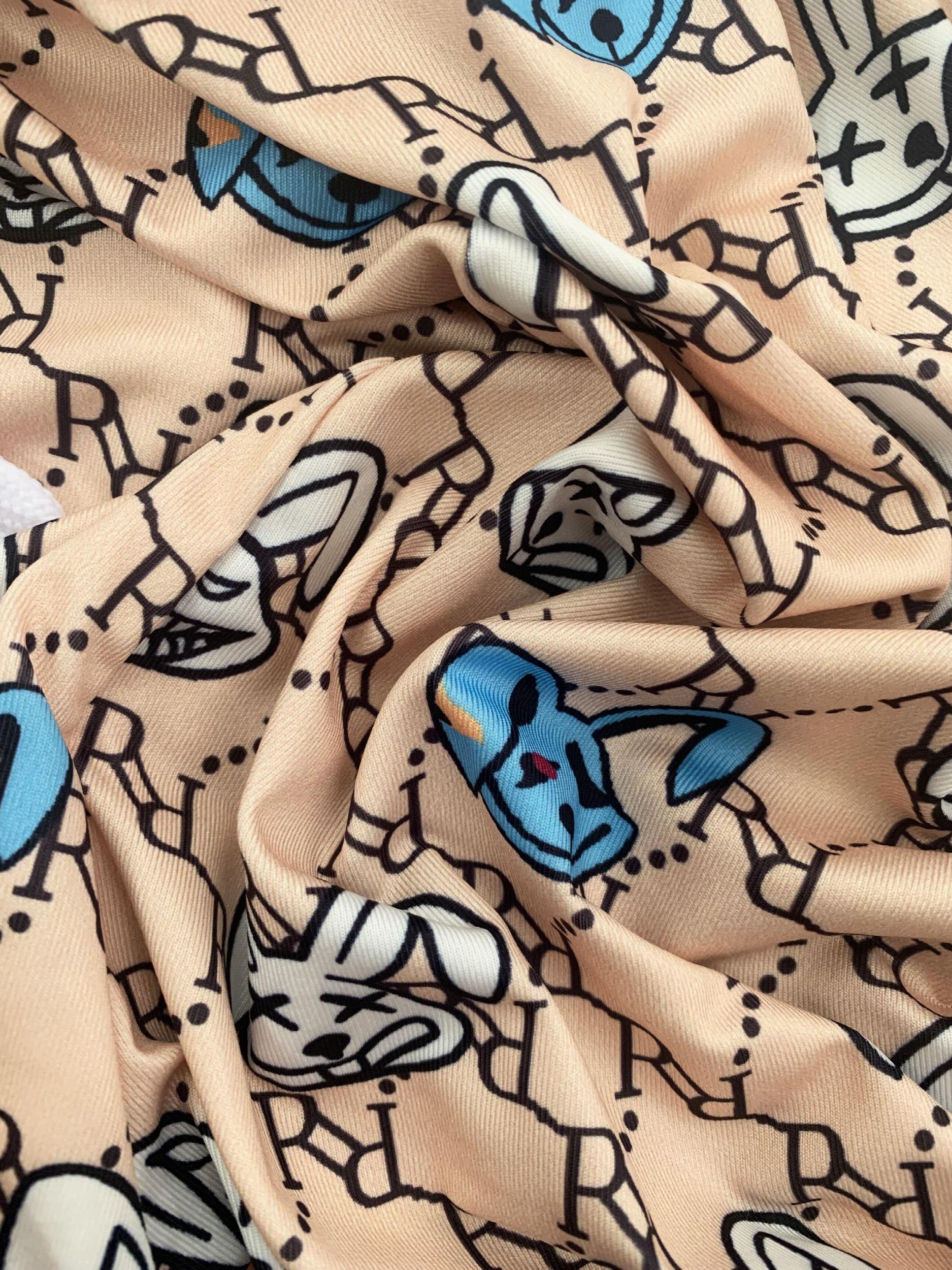 Rabbit Print Short Sleeve Crop Top & Shorts 2 Piece Set
