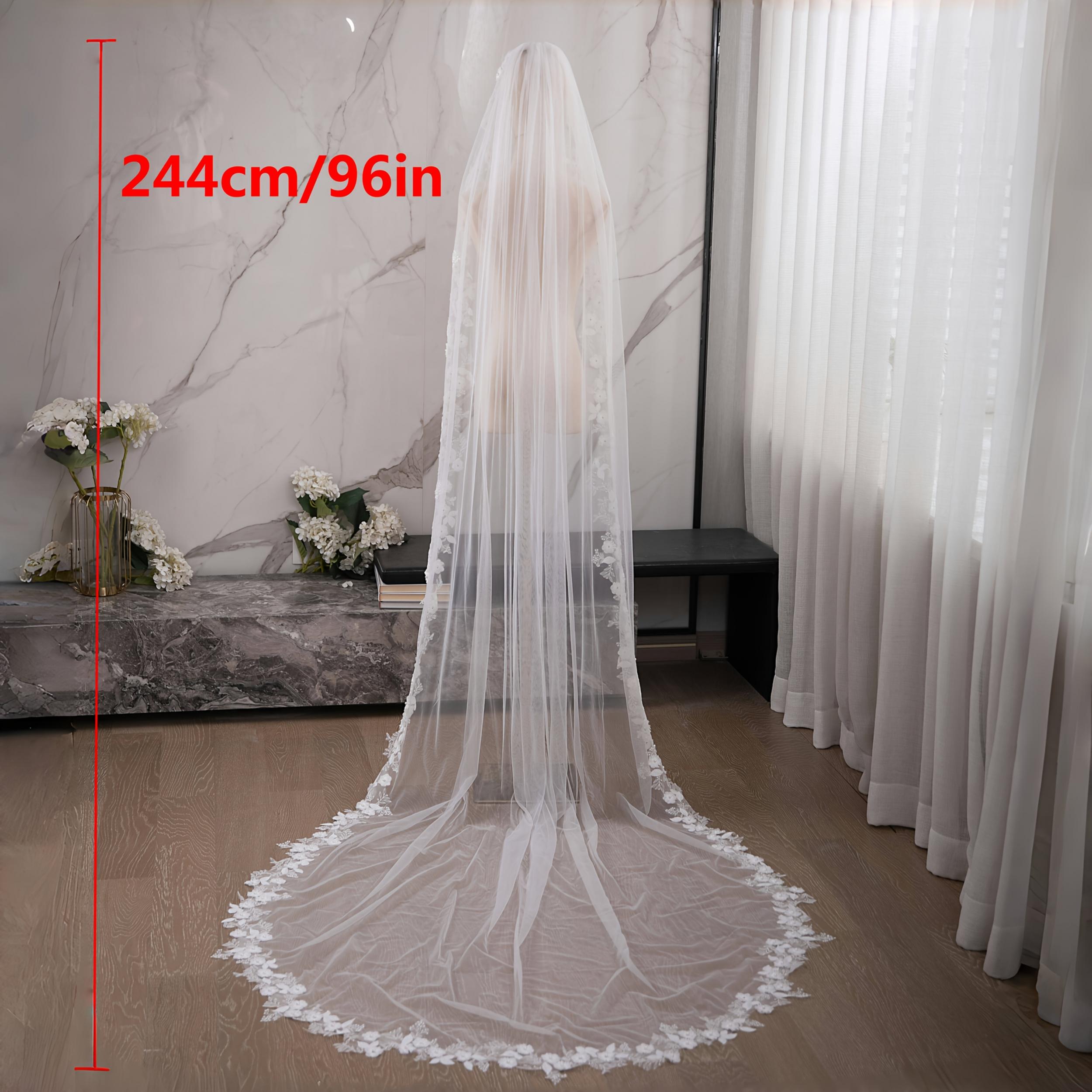 Boho Wedding Lace Border Veil Full Lace Circular Train Ivory Bridal Veil