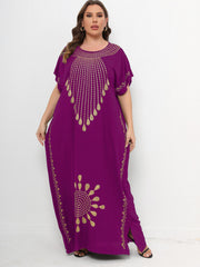 Abaya Dress Women's Plus Tribal Print Bat Sleeve Round Neck