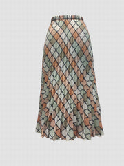 Casual Skirt Women's Plus Argyle Print Maxi Skirt