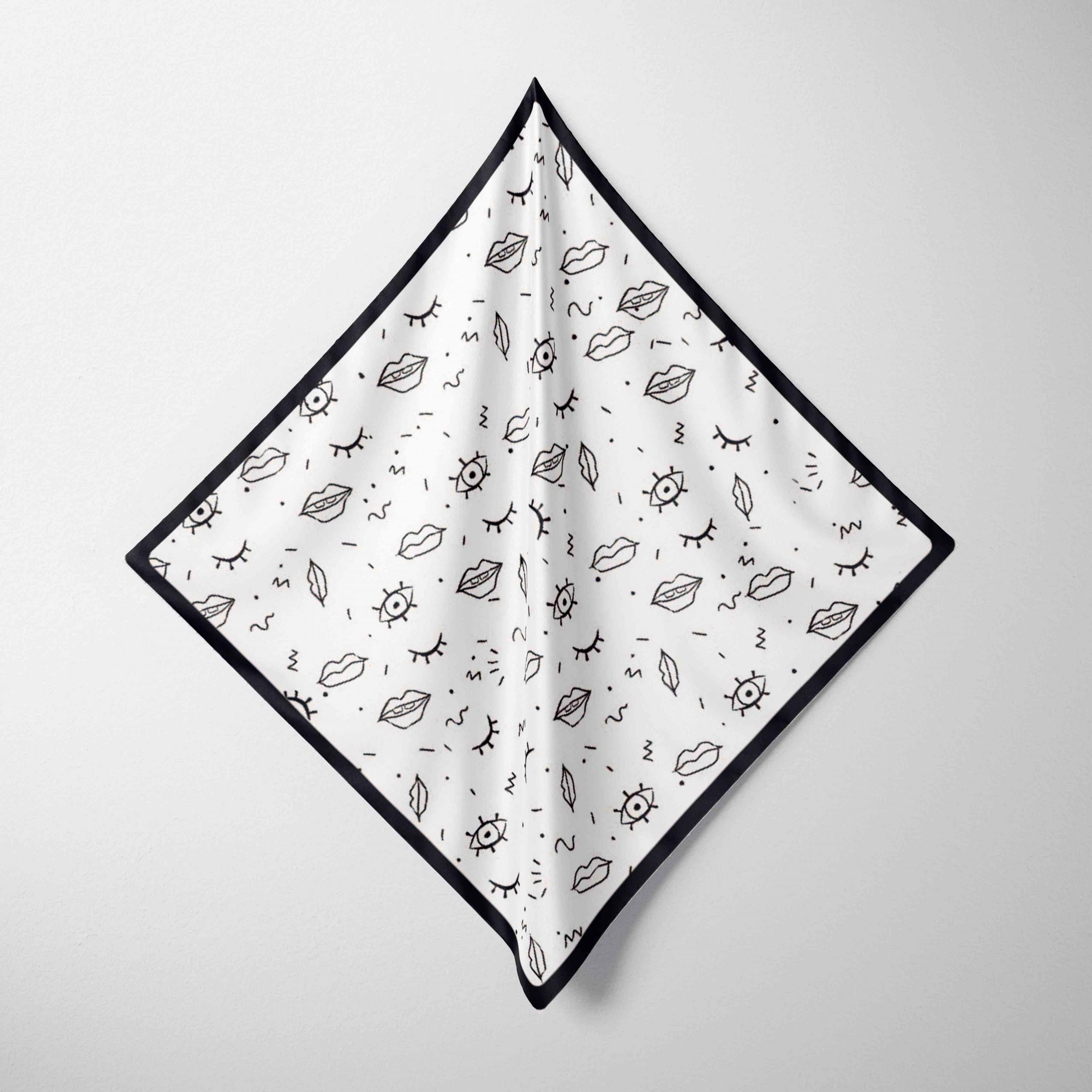Eyes Lips Print Bandana Hip Hop Square Scarf Headband Casual Handkerchief