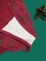 3pcs Christmas Print Briefs Lace Panties Women's Lingerie