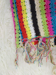 Crochet Maxi Wrap Skirt Tassel Summer Beach Coverup Skirt Women's Clothing