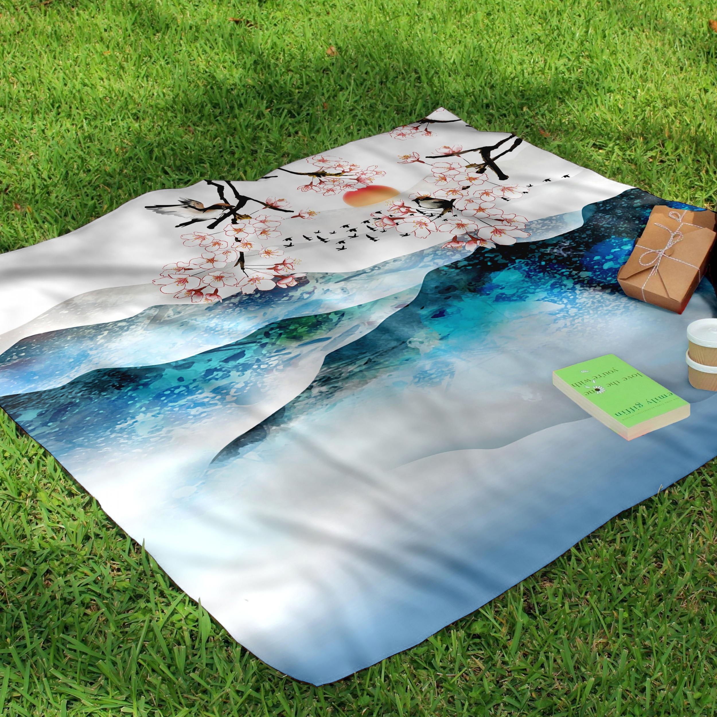 Ink Painting Print Outdoor Camping Picnic Mat Lightweight Waterproof Sandproof