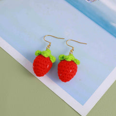 Strawberry Dangle Earrings Stainless Steel Ear Pin