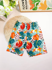 Boys Colorful Leaf Swim Trunks - Summer Holiday Beach Party