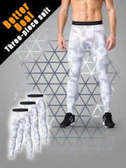 Men's 3pcs Solid Leggings Active Quick Drying Sports Compression Pants