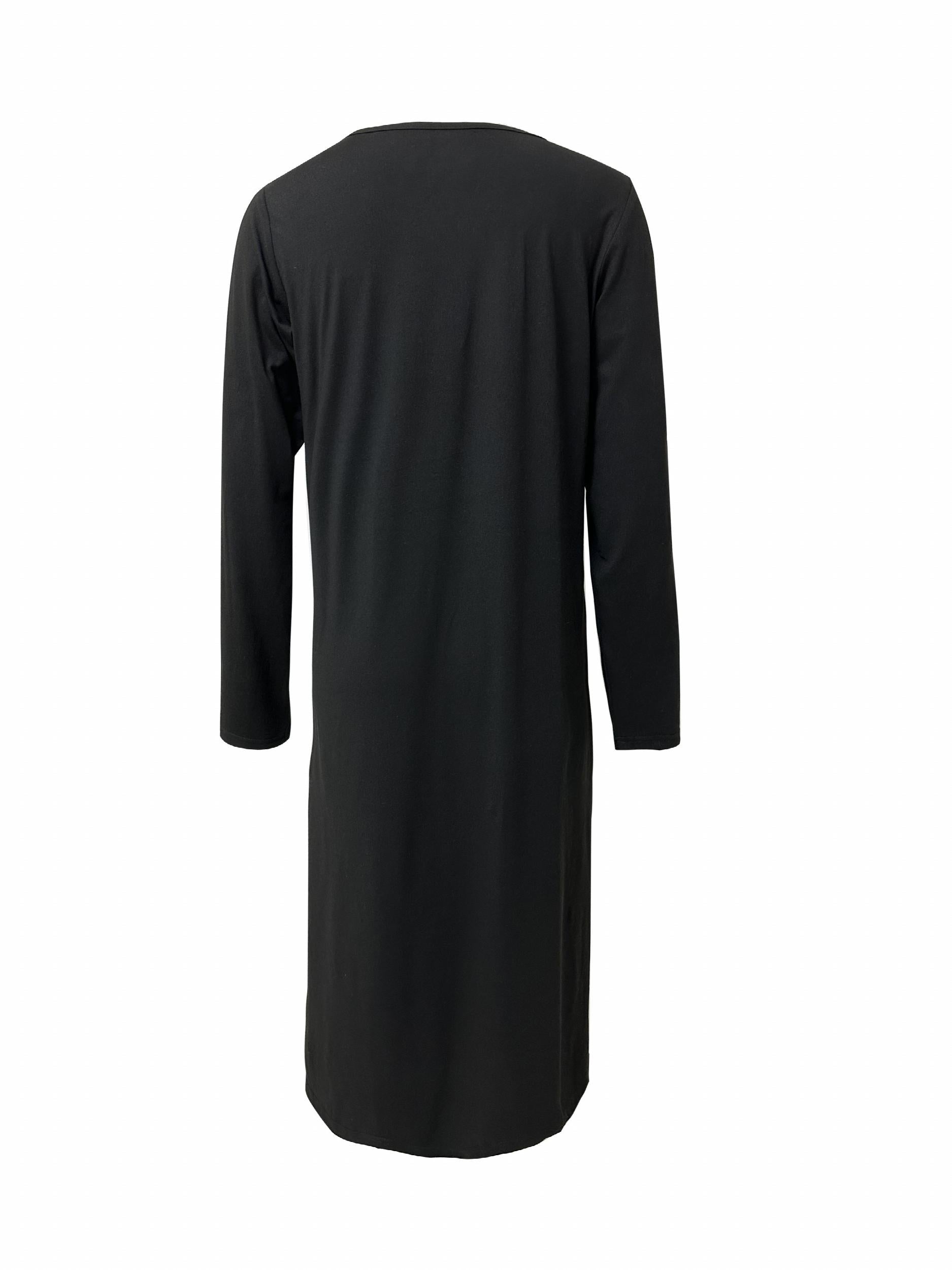 Leopard Side Split Lounge Dress Long Sleeve Home Dress With Pockets