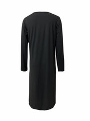 Leopard Side Split Lounge Dress Long Sleeve Home Dress With Pockets
