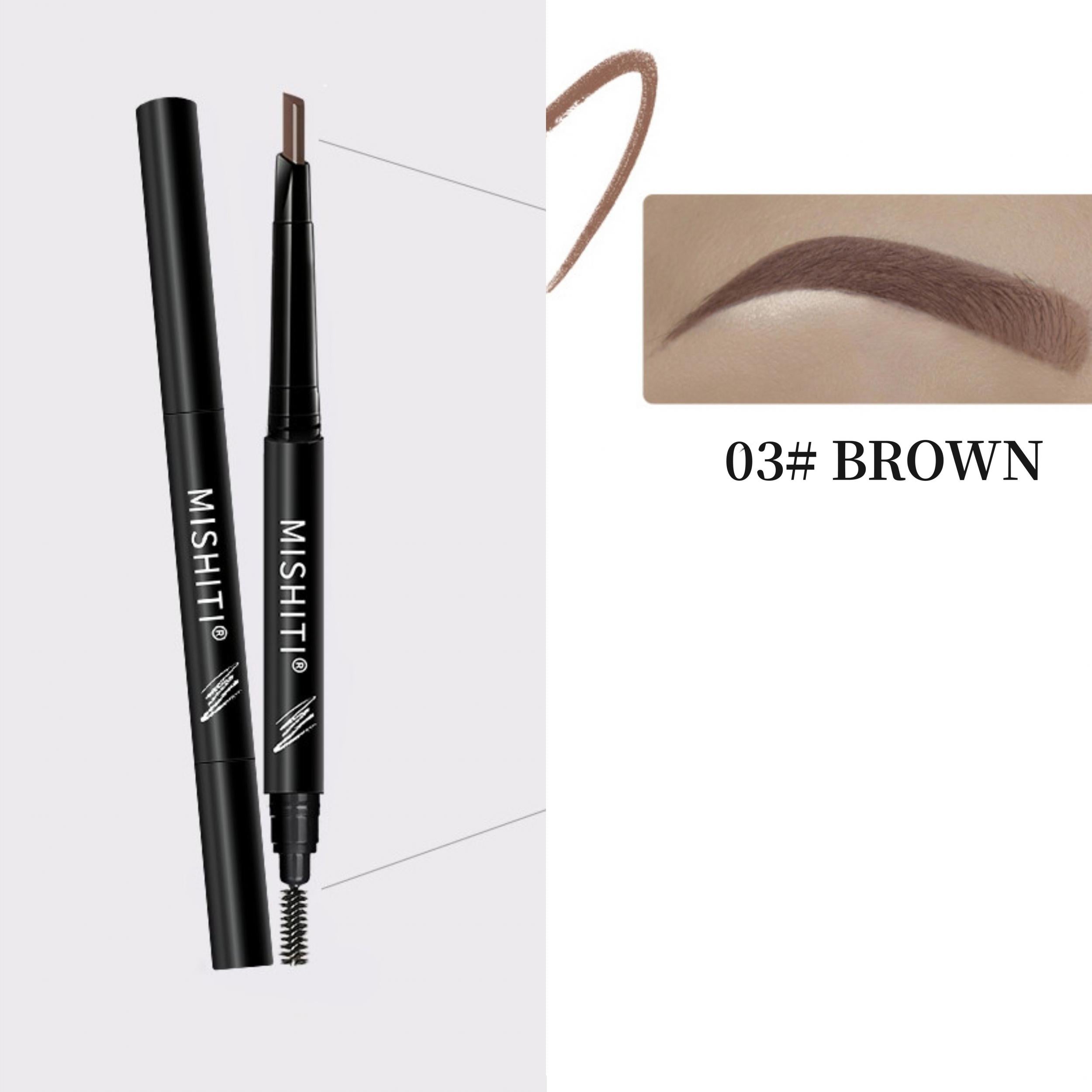 Double Ended Eyebrow Pencil with Brush, Waterproof, Auto Rotating, 5 Colors