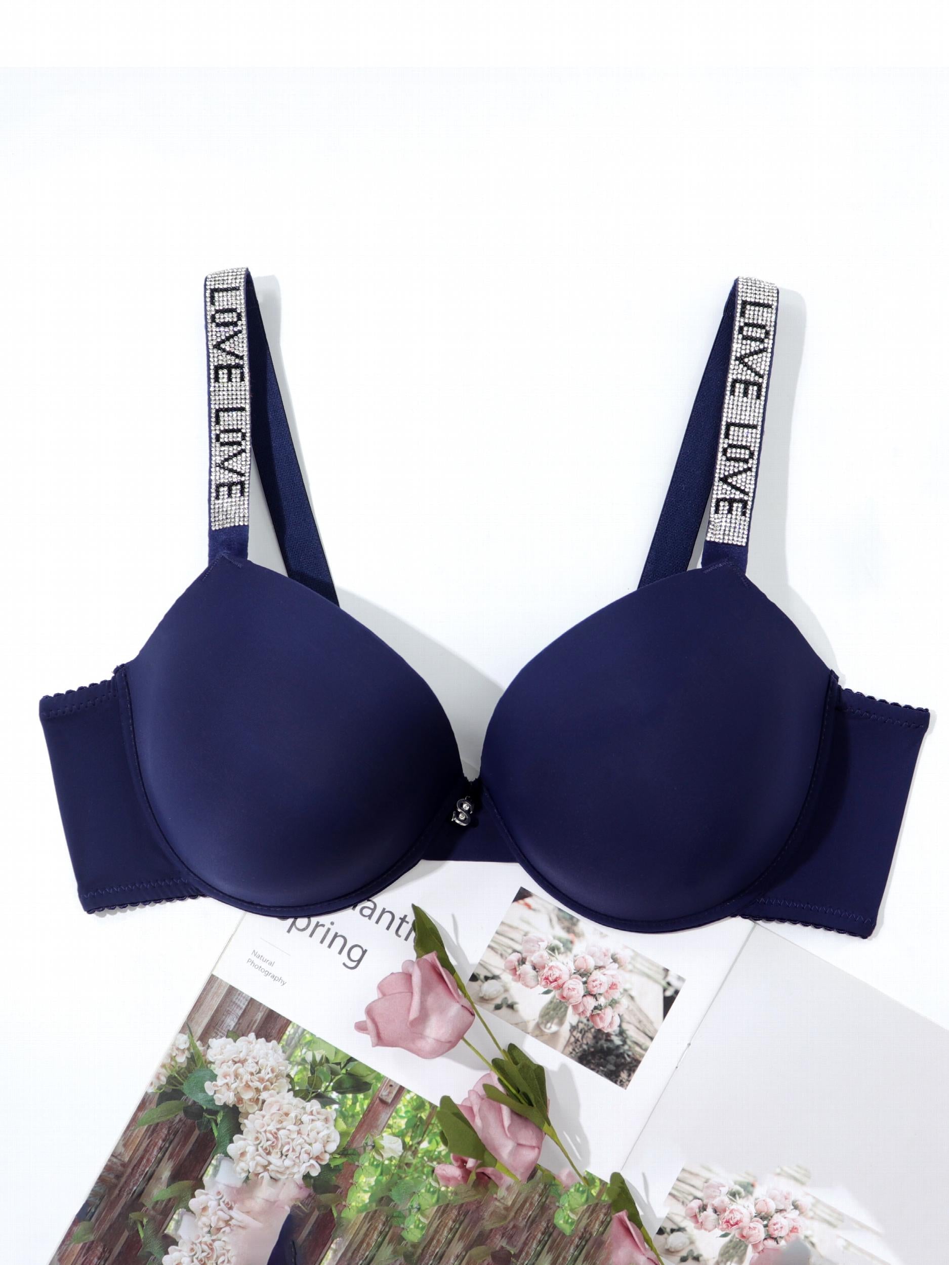 Rhinestone Letter Tape Push Up T-shirt Bra